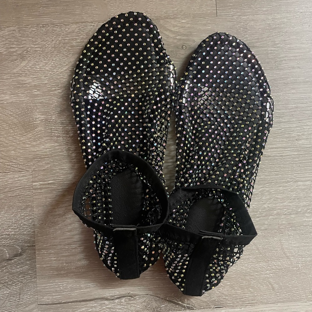 Fishnet Rhinestone Sandals  (Brand New)